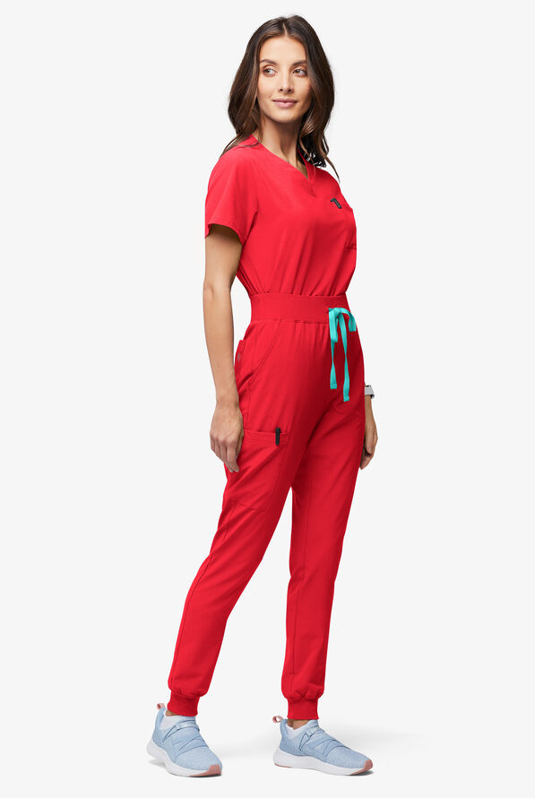 Easy Stretch EcoGrid Ariel Women's 1-Pocket Tuck In/Wear Out Scrub Top - Atomic Red - 6