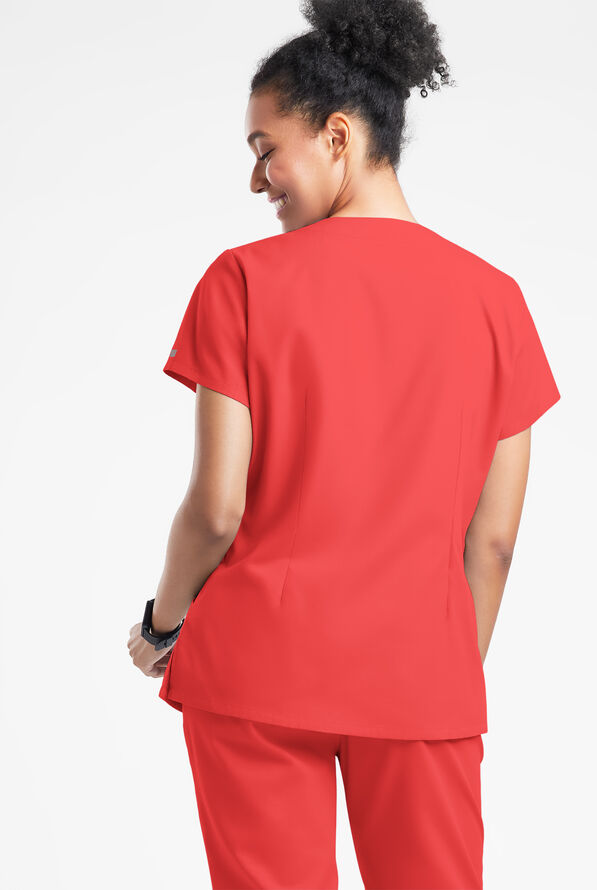 Butter-Soft Originals Women's 6-Pocket Scallop Neck Scrub Top - Radiant Red - 3