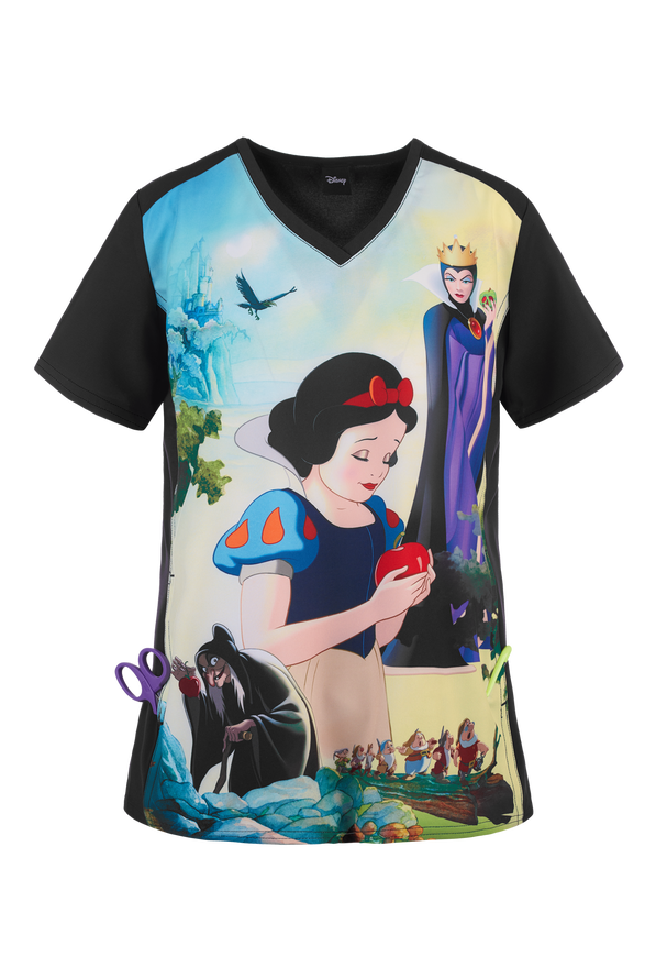 Cherokee Tooniforms Disney Enchanted Women's 1-Pocket V-Neck Print Scrub Top - null - 1