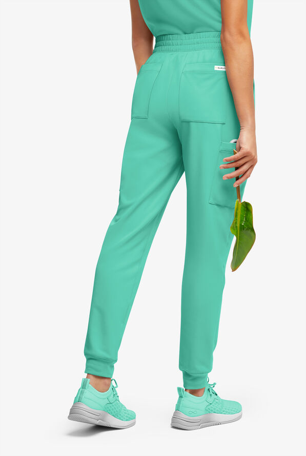 Pantalón médico ReSurge Amber estilo jogger con piernas pitillo y 7 bolsillos para mujer - Bright Jade - 4
