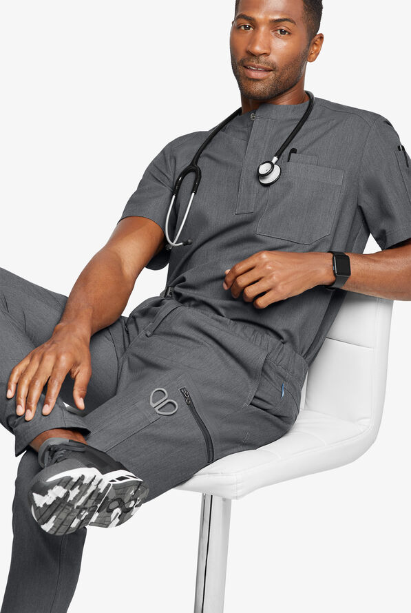 Pantal&oacute;n m&eacute;dico Movement by Butter-Soft STRETCH estilo cargo con 8 bolsillos para hombre - Charcoal Heather - 8