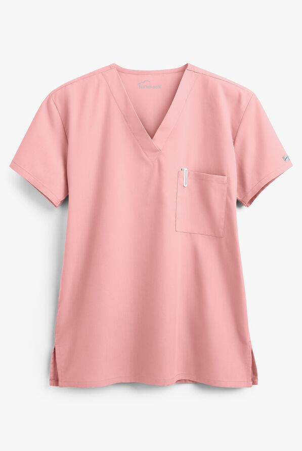 Blusa m&eacute;dica unisex Butter-Soft Core con 1 bolsillo - Blush - 1