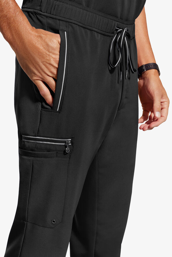 Healing Hands 360 Noah Men's 7-Pocket STRETCH Elastic Waistband Drawstring Pants - Black - 2