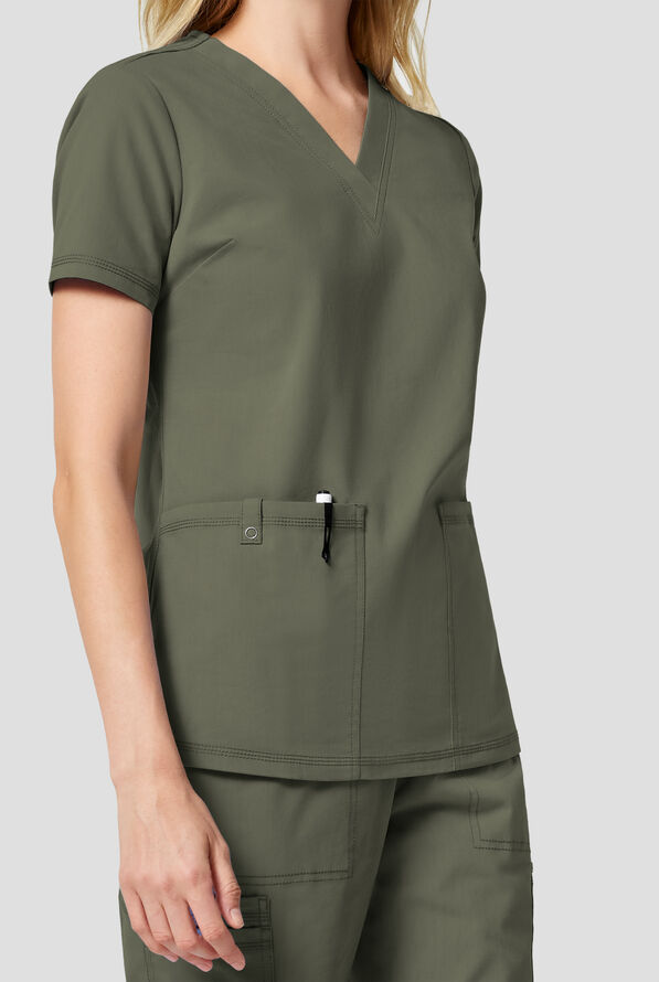 Dickies Forge Women's 2-Pocket V-Neck Scrub Top - Olive - 2