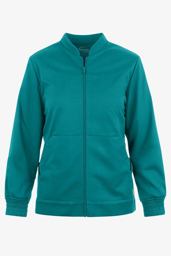 Chaqueta médica unisex UA Butter-Soft STRETCH con forro polar y 3 bolsillos - Teal/Navy - 1