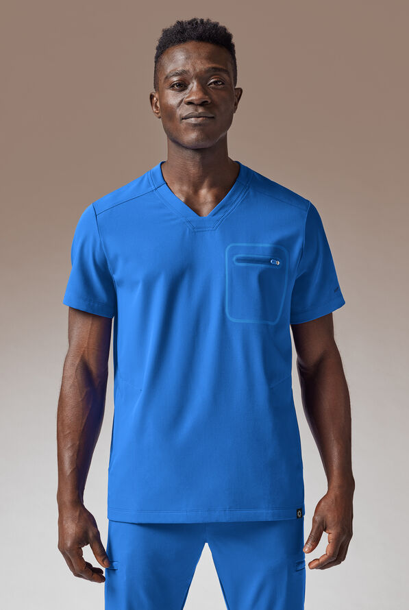 Camisa médica Hypothesis System 3 con cuello en V y 3 bolsillos para hombre - Royal - 1