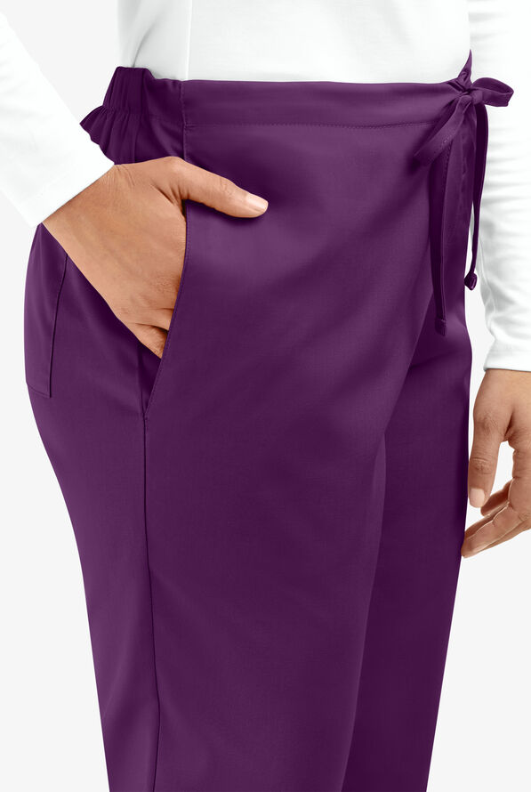 Cherokee Workwear Women's 3-Pocket Flare Leg Drawstring Scrub Pants - Tall - New Eggplant - 3