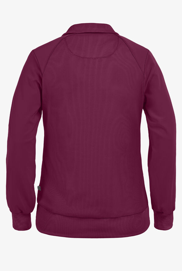 Infinity Women's 2-Pocket STRETCH Warm-Up Scrub Jacket - Wine - 3