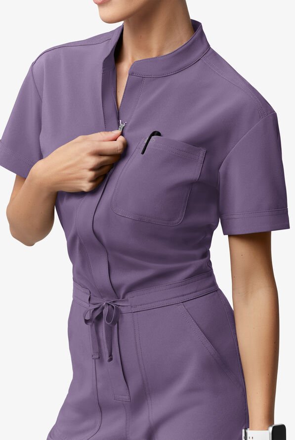 Easy STRETCH Allie Women's 6-Pocket Short Sleeve Jumpsuit - Purple Dusk - 4