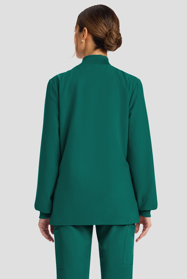 Cherokee Workwear Originals Ultra Women's 2-Pocket Crew Neck Zip Front Scrub Jacket - Hunter - 3