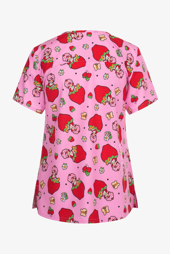 Strawberry Shortcake by Funscrubs Women's 2-Pocket STRETCH V-Neck Print Scrub Top - null - 2
