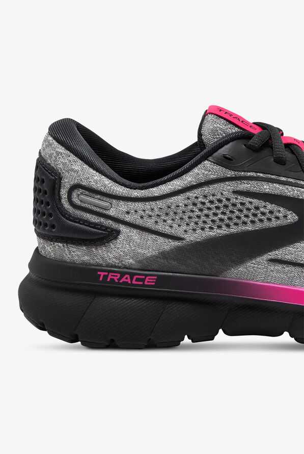 Brooks Women's Trace 2  Oyster/Ebony/Pink Athletic Lace Up Nursing Shoes - Oyster - 4