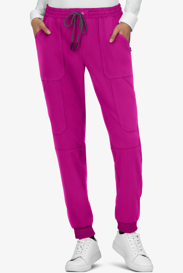 koi Next Gen Good Vibe Women's 7-Pocket STRETCH Jogger Scrub Pants - Azalea Pink - 1