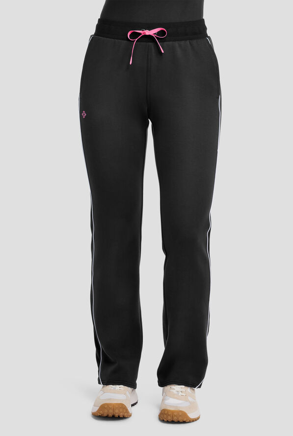 Med Couture Layers Women's 2-Pocket STRETCH High-Rise Straight Leg Scuba Knit Cargo Scrub Pant - Black - 1
