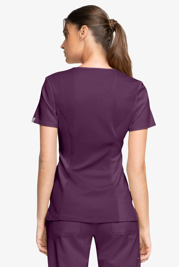 Infinity Women's 3-Pocket STRETCH Round Neck Scrub Top - Eggplant - 4
