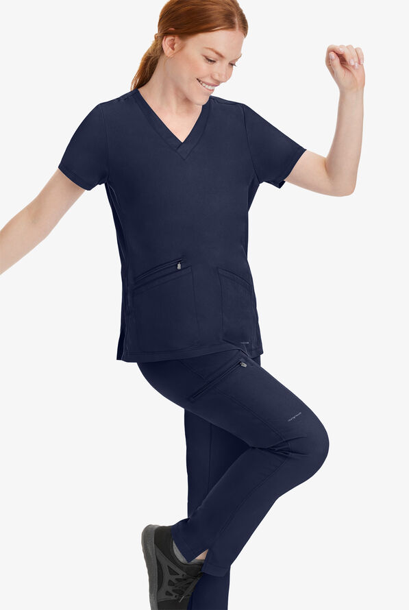 Blusa médica HH Works by Healing Hands Mariah con cuello en V - Navy - 2