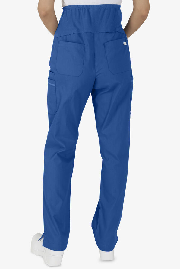 Butter-Soft STRETCH Women's 6-Pocket Knit Waist Maternity Scrub Pants - Royal - 2