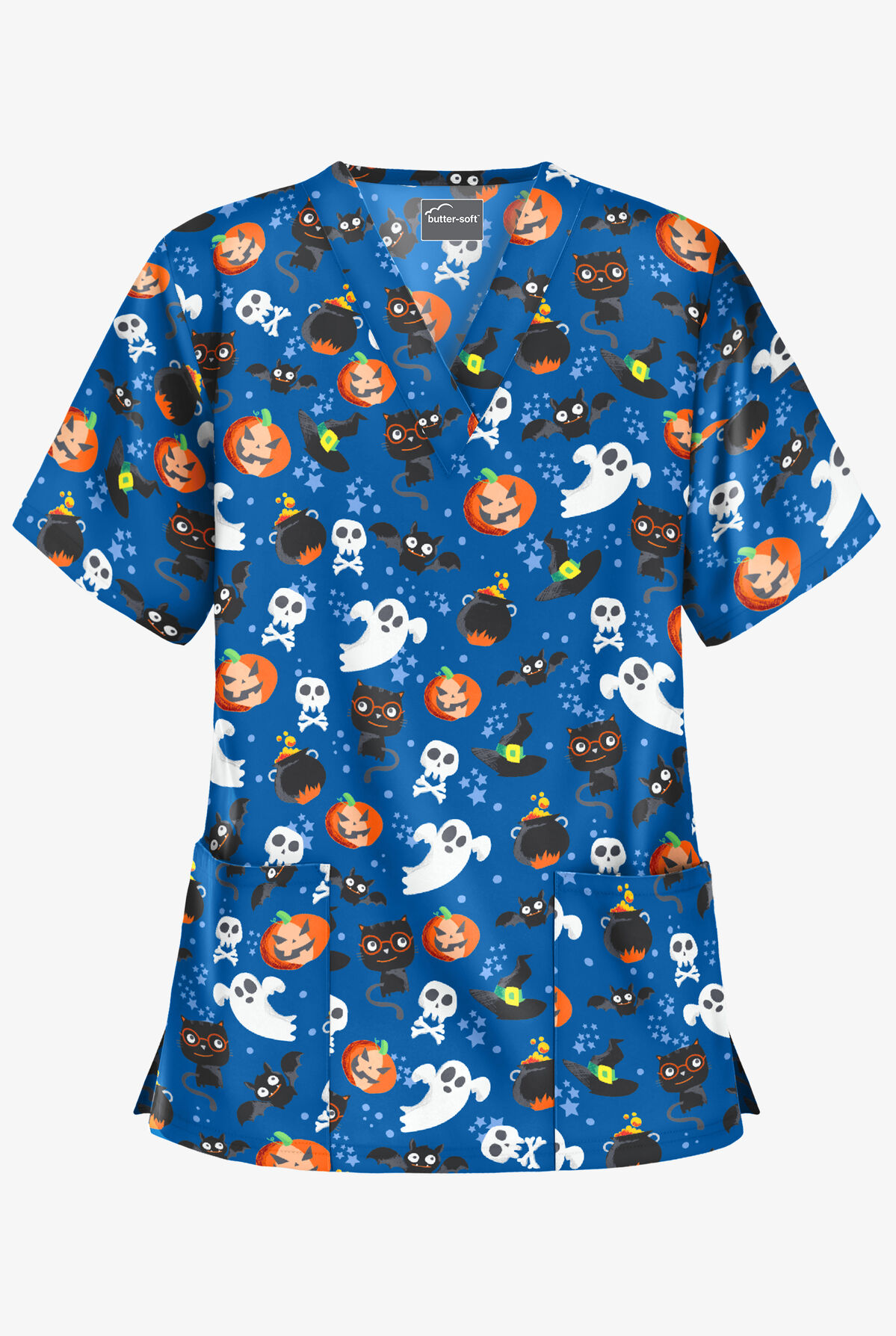 UA Butter-Soft Halloween Spell Royal Women's 2-Pocket V-Neck ...