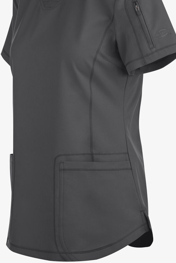 Blusa m&eacute;dica Dickies Dynamix STRETCH con 3 bolsillos y cuello en V para mujer - Pewter - 4