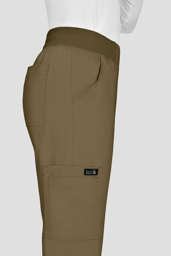 koi Basics Wrenlee Women's 6-Pocket STRETCH Bootcut Scrub Pants - Olive - 2