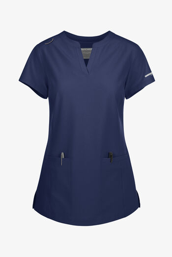 Blusa m&eacute;dica Skechers by Barco Coast STRETCH con tapeta en el cuello en V y 2 bolsillos para mujer