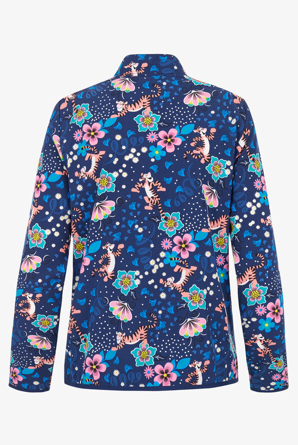 Tooniforms Disney's Tigger Bounces Women's 2-Pocket STRETCH Print Scrub Jacket - null - 2