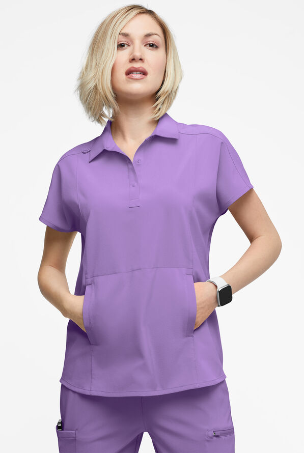 Blusa médica extra holgada Easy STRETCH LEA con mangas dolmán y 3 bolsillos para mujer - Ultraviolet Light - 2