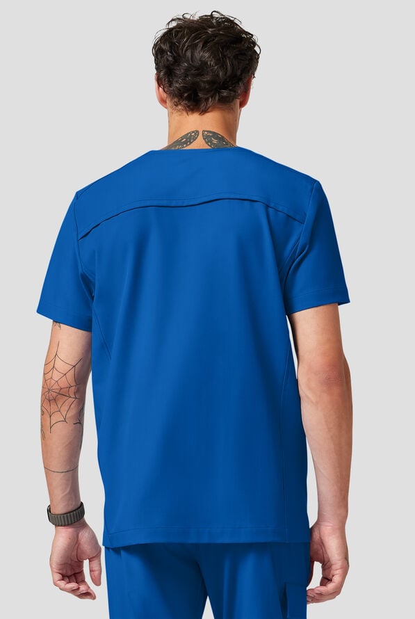 Camisa m&eacute;dica Healing Hands Quest Avery STRETCH con 4 bolsillos y cuello en Y para hombre - Royal - 4