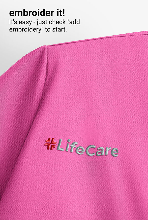 Planet koi Enik Women's 2-Pocket STRETCH Rouched V-Neck Scrub Top - Strawberry Moon - 3