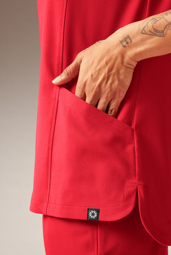 Blusa m&eacute;dica Hypothesis Meta-Base 2 con cuello en V y 2 bolsillos para mujer - Hemoglobin - 5