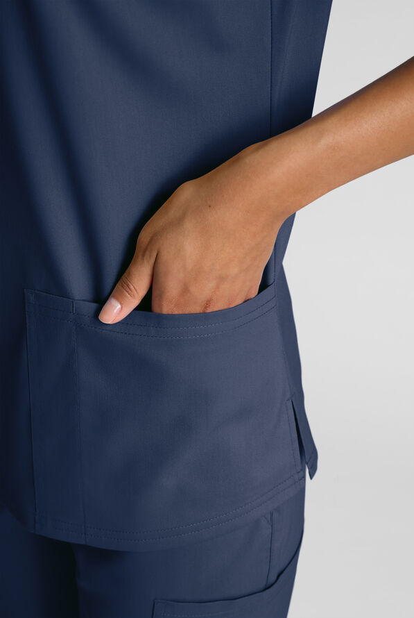 Butter-Soft STRETCH FLXTEK+ Women's 4-Pocket V-Neck Scrub Top - Navy - 6