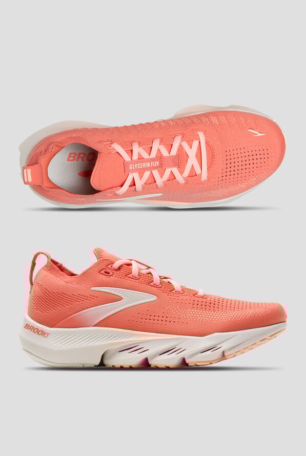 Brooks Women's Glycerin Flex Peach Echo/Coral/Coconut Athletic Lace Up Shoes - null - 1