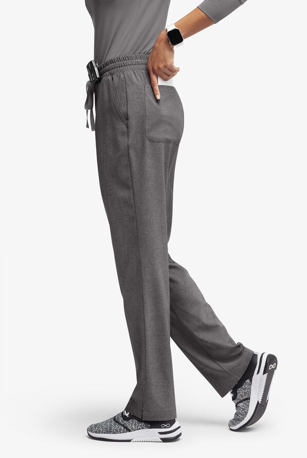 Easy STRETCH Naya Women’s Natural Waist 6-Pocket Straight Leg Scrub Pants - Petite - Graphite Heather - 3