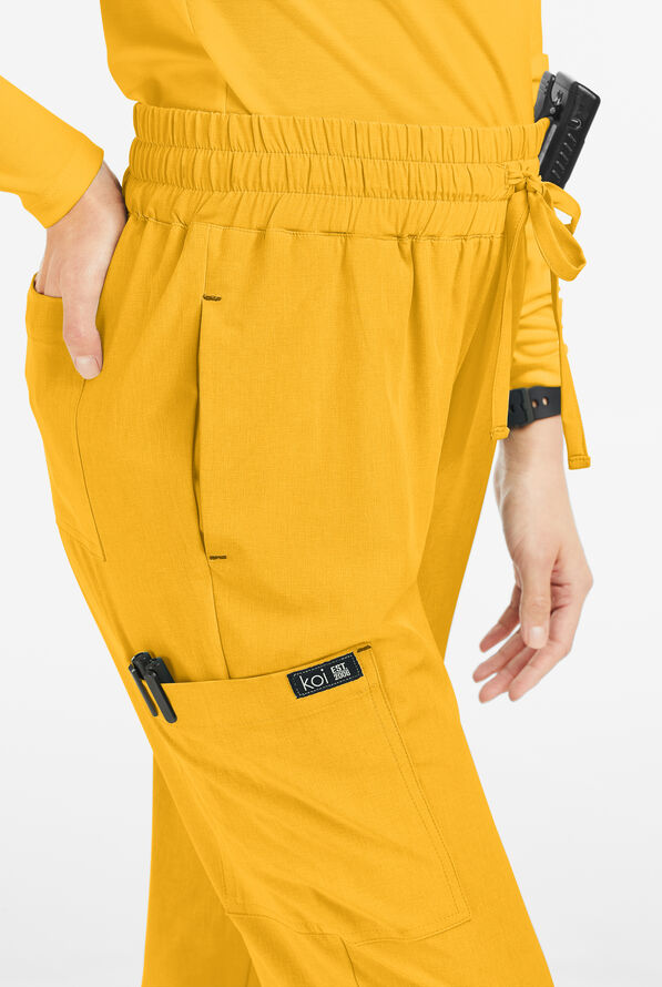koi Basics Gemma Women's 5-Pocket STRETCH Cargo Jogger Scrub Pants - Heather Mango - 2