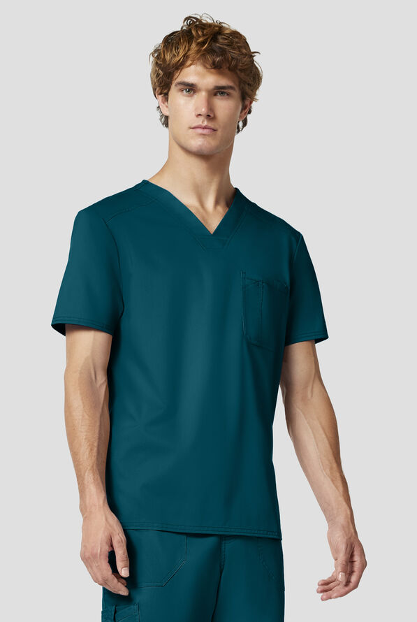 Camisa m&eacute;dica Cherokee Workwear Revolution con cuello en V y 1 bolsillo para hombre - Caribbean Blue - 2