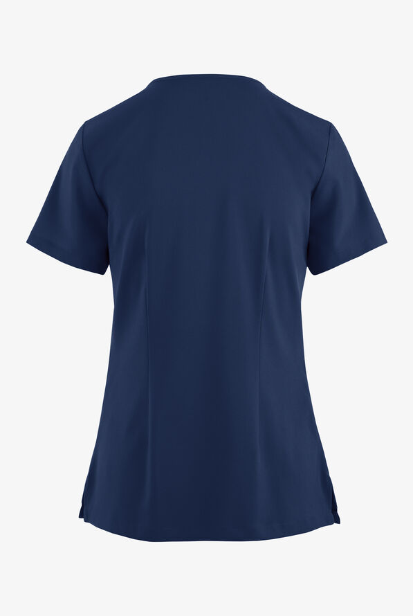 Blusa m&eacute;dica Easy STRETCH Gisele con cordones en el cuello en V y 4 bolsillos para mujer - Navy - 4