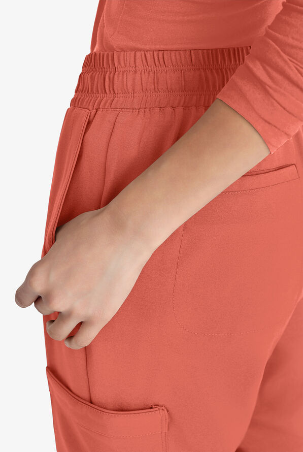 Grey's Anatomy by Barco Evolve STRETCH Terra Women's 6-Pocket Cargo Jogger Scrub Pants - Petite - Sedona Red - 2
