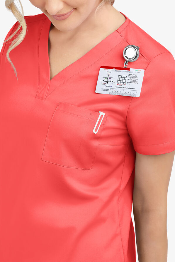 Blusa m&eacute;dica Butter-Soft STRETCH con cuello en V y 2 bolsillos para mujer - Radiant Red - 5