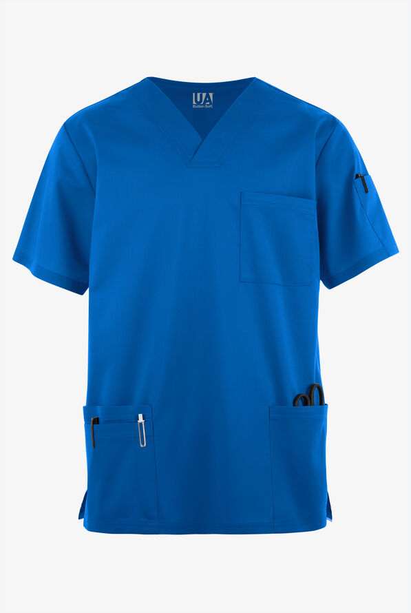 Butter-Soft STRETCH Men's 6-Pocket V-Neck Scrub Top - Royal - 1