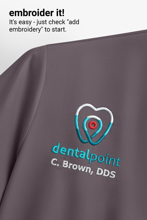 Easy STRETCH Leila Women's 3-Pocket Lace Up Grommet Scrub Top - Grey Stone - 7