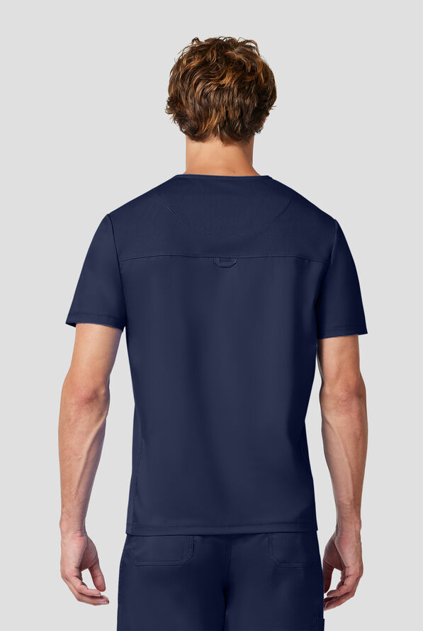 Cherokee Workwear Revolution Men's 2-Pocket STRETCH V-Neck Scrub Top - Navy - 3