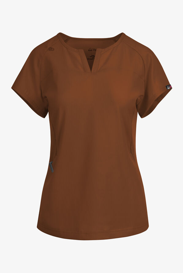 Blusa m&eacute;dica koi Lite&trade; Lilias con cuello coraz&oacute;n con muesca y 2 bolsillos para mujer - Walnut - 1
