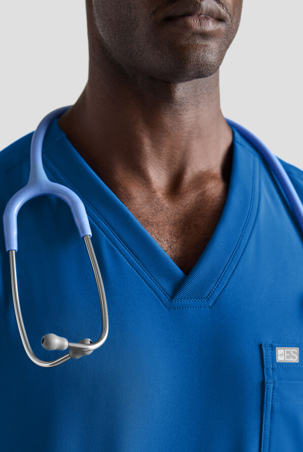Easy STRETCH Men's 5-Pocket V-Neck Scrub Top - Royal - 3