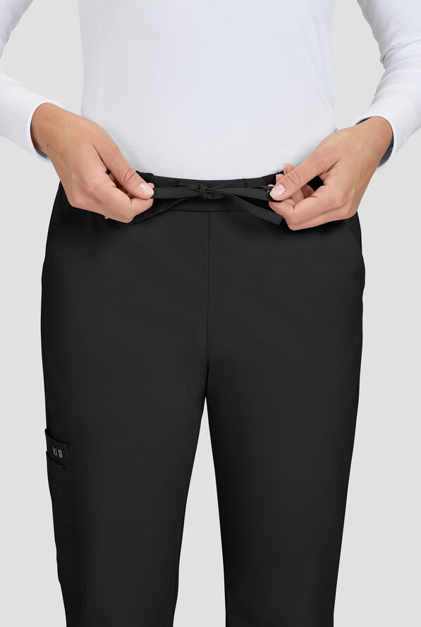 koi Basics Wrenlee Women's 6-Pocket STRETCH Bootcut Scrub Pants - Black - 3