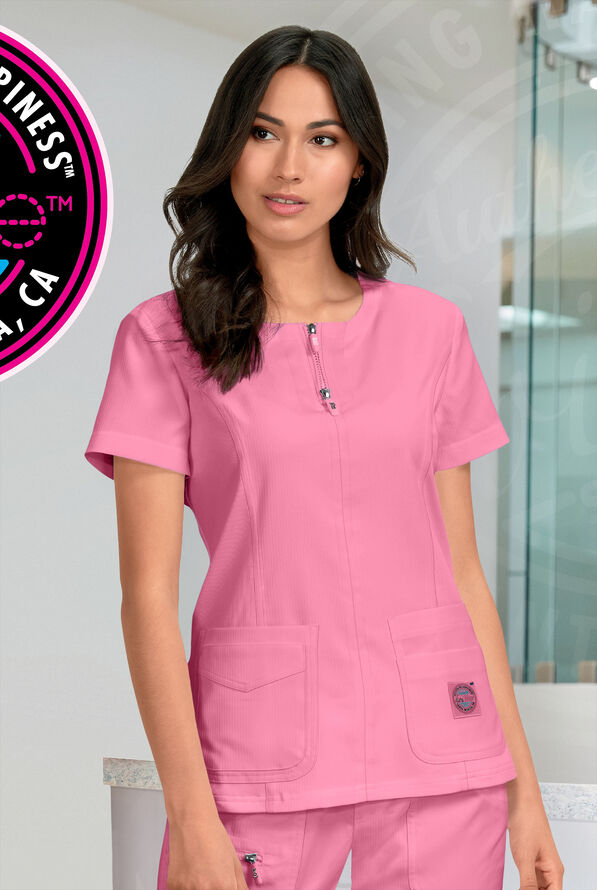koi Lite Scrubs 317 Serenity Double Zipper Top Fashion Scrub Tops