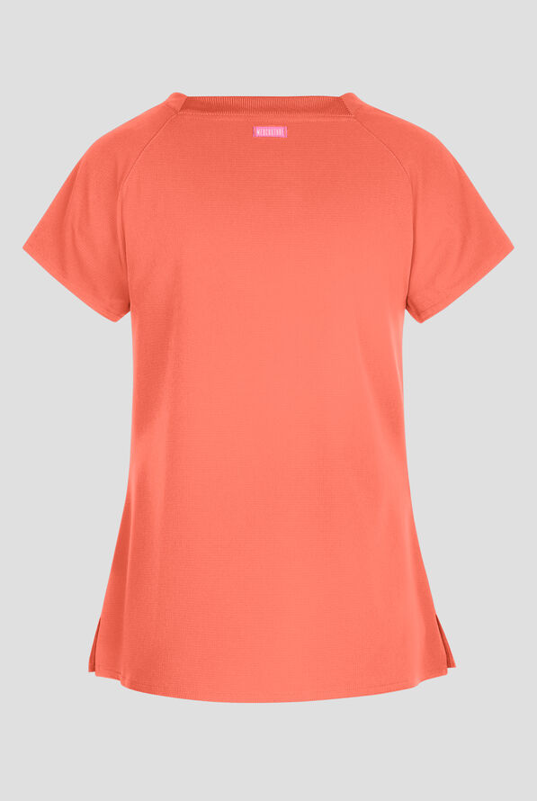 Blusa m&eacute;dica Med Couture Amp STRETCH con cuello cuadrado y 3 bolsillos para mujer - Coral Fusion - 4