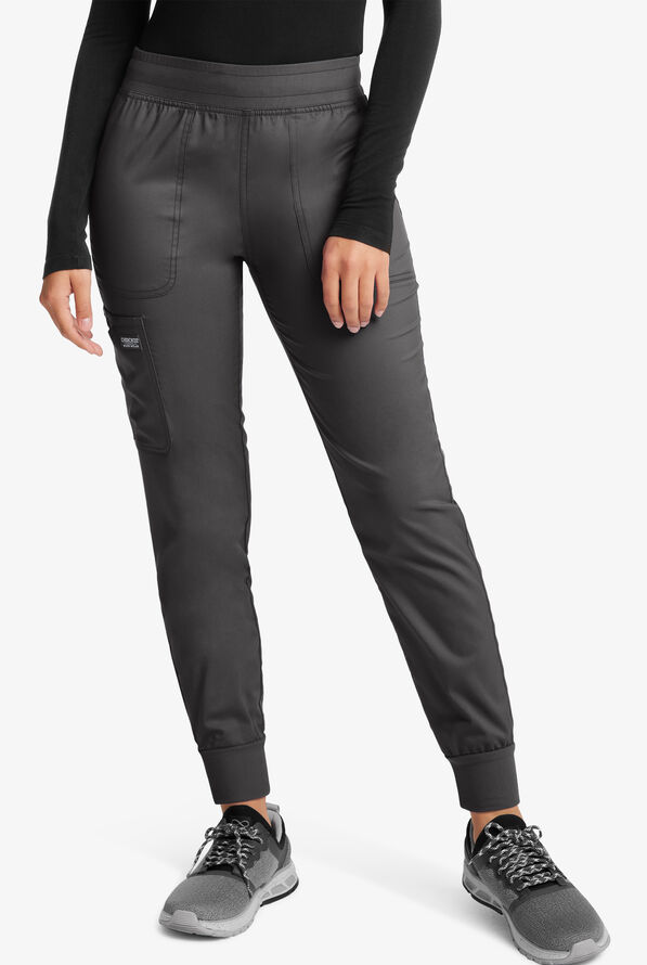 Cherokee Workwear Revolution Women's 5-Pocket STRETCH Cargo Jogger Scrub Pants - Pewter - 1