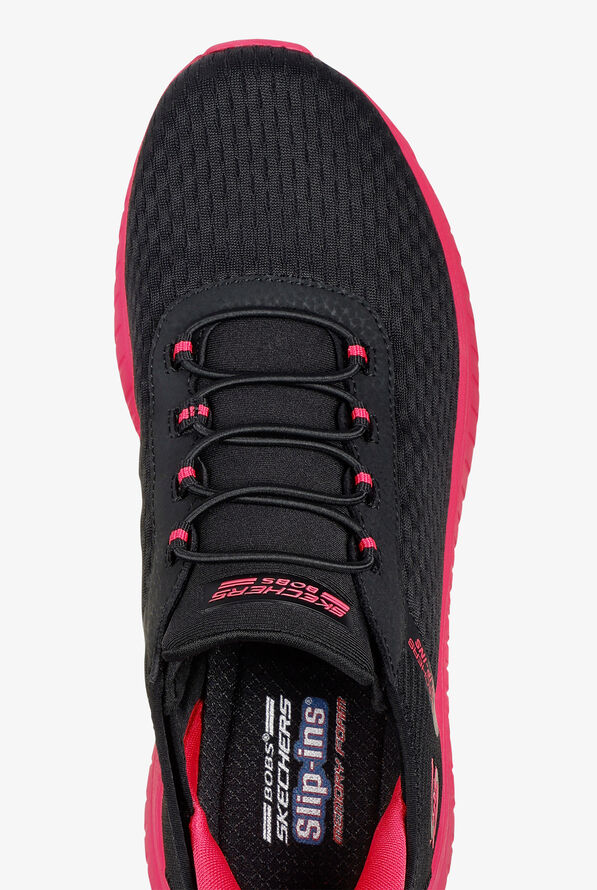 Skechers Bobs Women's SLIP-INS Sport Squad Chaos Black/Hot Pink Athletic Nursing Shoes - null - 2