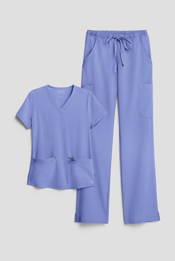 Easy STRETCH Women's 8-Pocket Scrub Set - Ceil Blue - 1