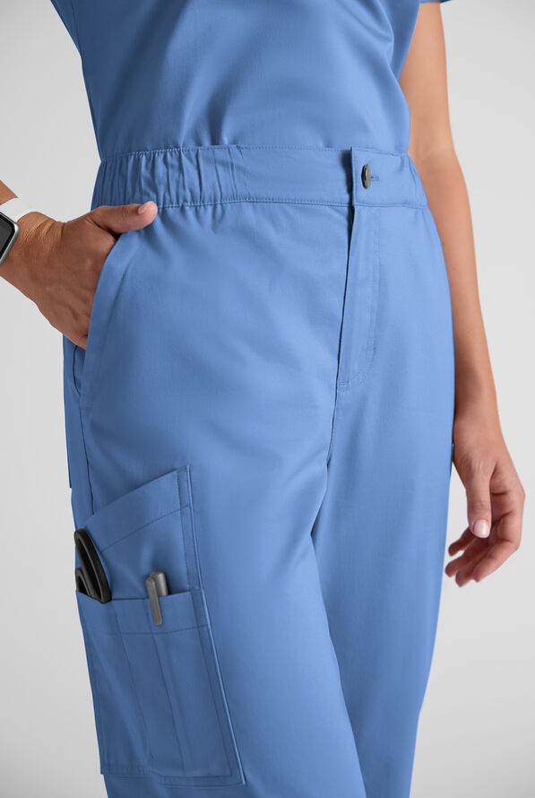 Pantal&oacute;n m&eacute;dico Butter-Soft STRETCH estilo cargo con bragueta y 10 bolsillos para mujer - Ceil Blue - 8